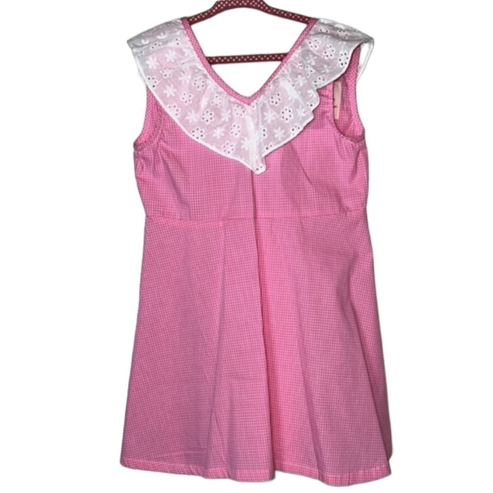Frances Rose Pink Gingham Lace Dress Size 6